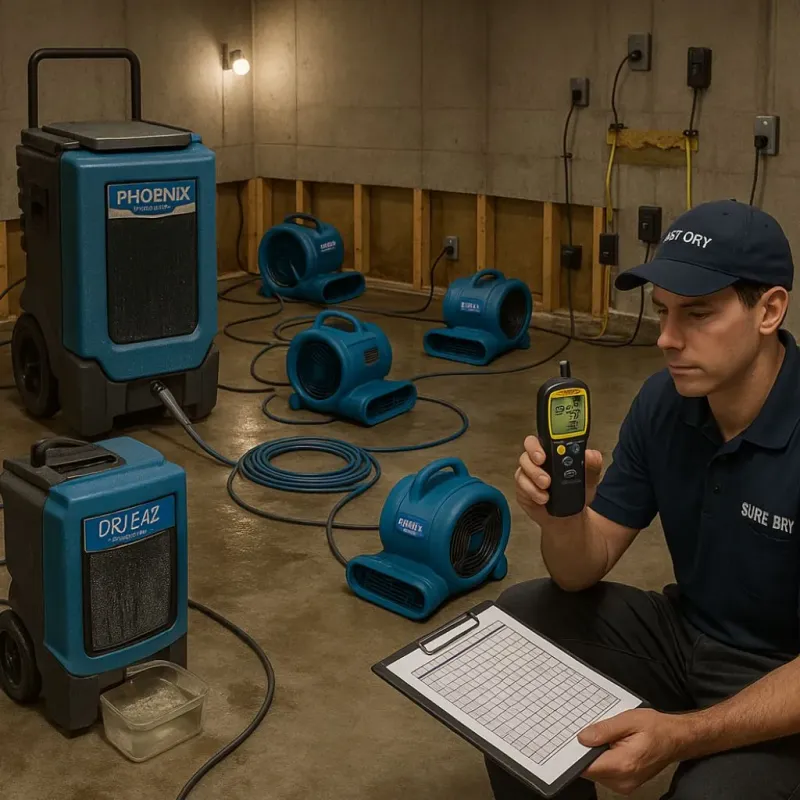 Structural Drying and Dehumidification process in Kentwood, LA